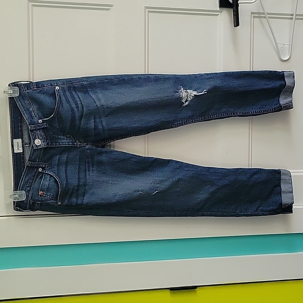 Hudson Jeans Barcara crop straight cuffed size 27 EUC cotton spandex polyester